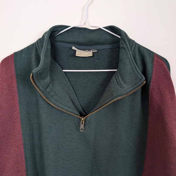 Free with Purchase Colorblock Sweater Quarter Zip Long Sleeve Baggy - Picture 4 of 9